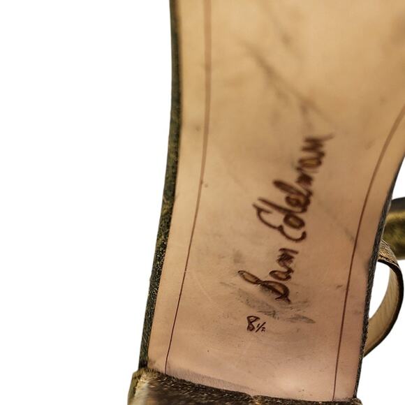 Sam Edelman Womens Yaro Heeled Sandals Size 8.5 Pure Gold Brushed Suede Open Toe - Picture 11 of 12